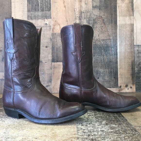Lucchese P0468 Vintage Roper Classic Brown Cowboy Boots Mens 7.5 E - Picture 1 of 12